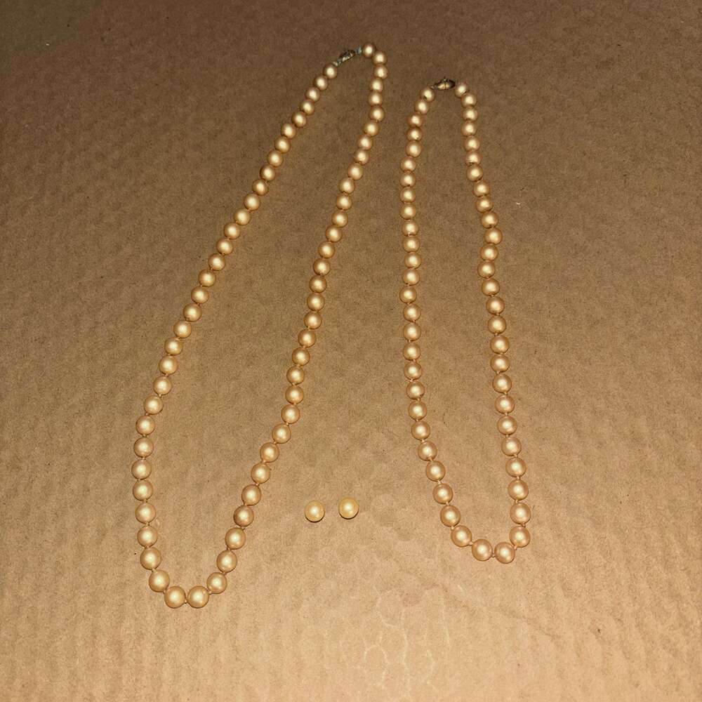 Vintage Monet Pearl Necklace Earring Set